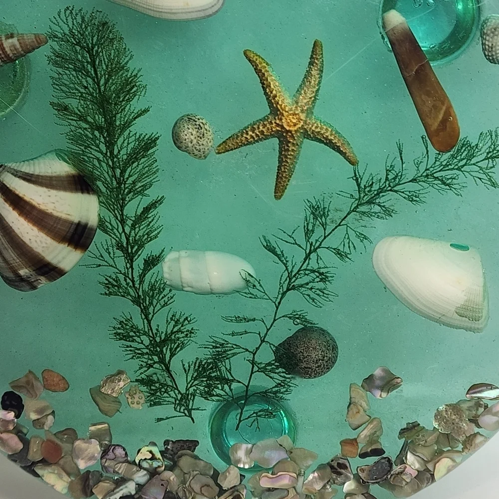 Vintage Lucite Acrylic Trivet Under Water Blue Starfish Nautical Hotplate Beach